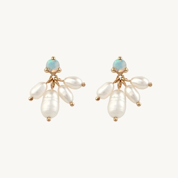 WWAKE cloudburst earrings pair opal freshwater pearl 14k gold catbird lagarconne - Picture 10 of 10